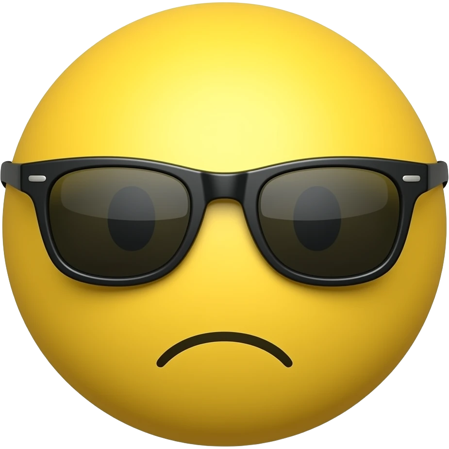 shy yellow and round face emojis with sunglasses emoji