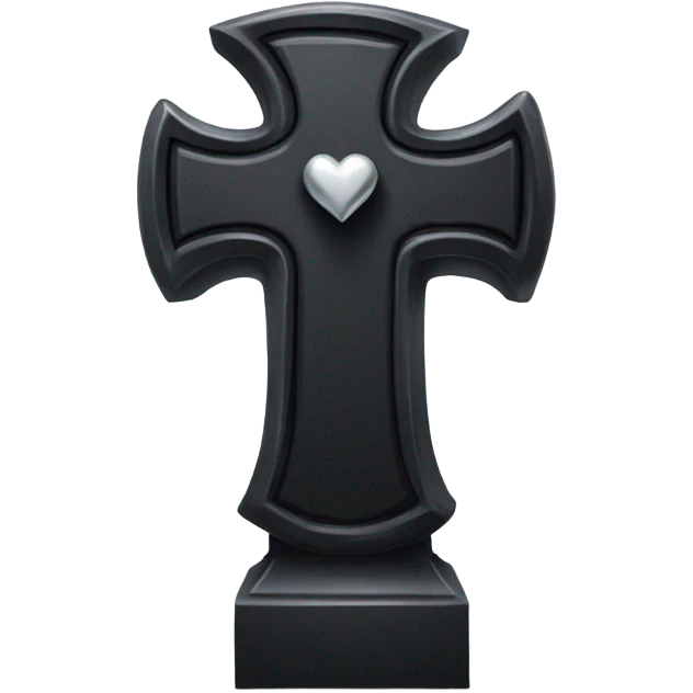 a black tombstone in silver RIP and a silver heart emoji
