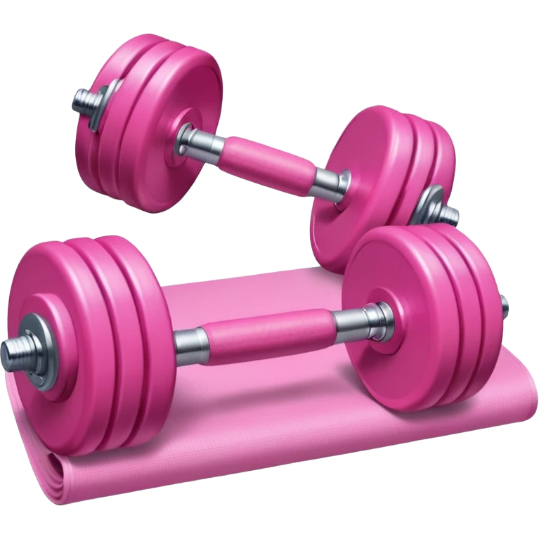A cute pink dumbell along with rolled pink yoga mat emoji