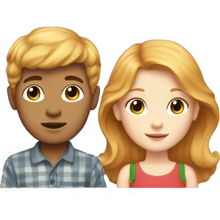Strawberry blonde girl with a black haired boy emoji