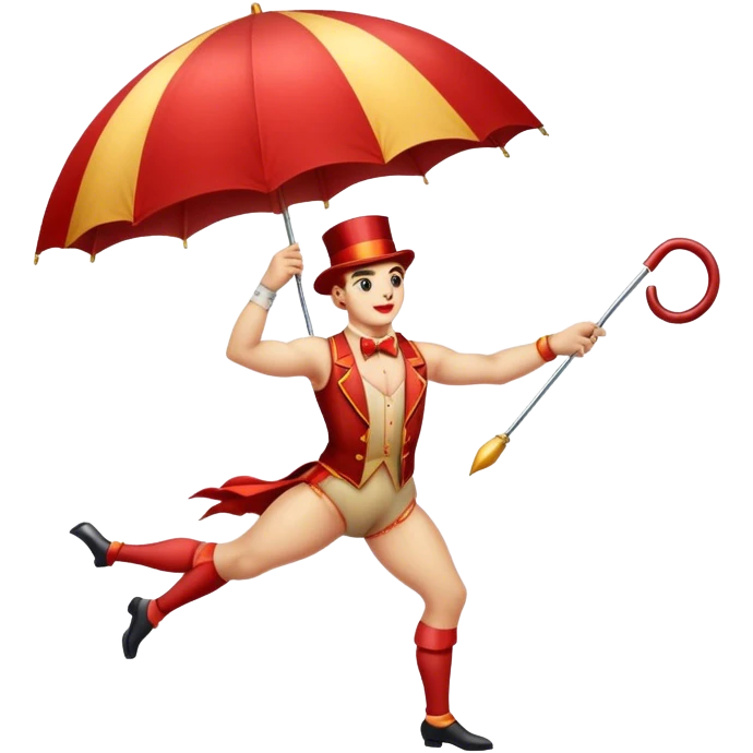 Vintage circus tightrope walker holding umbrella emoji