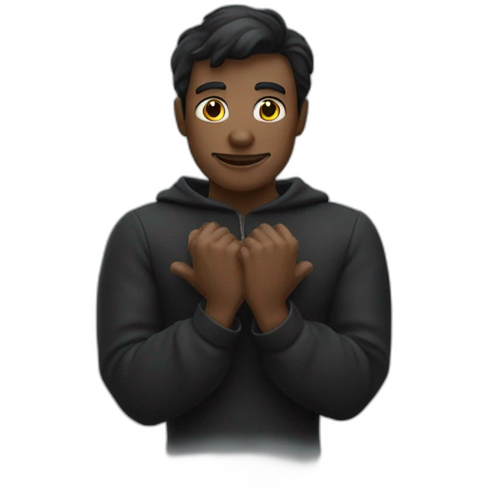 Homme noir chauve qui fait un coeur avec ses mains emoji