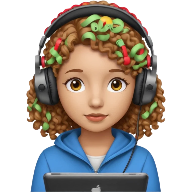 girl videomaker with light brown curly hair  emoji