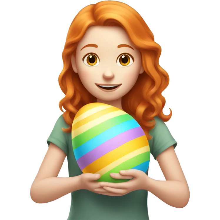 ginger girl with an easter egg emoji
