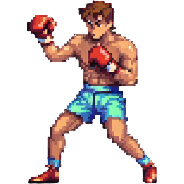 Pixel art boxer throwing a punch emoji