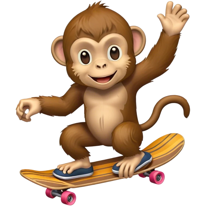 monkey on skateboard with a smile emoji