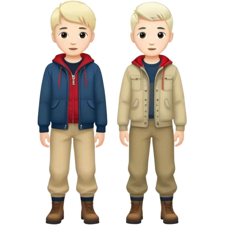 two best friends boys white skin full height different cloth norwegian emoji