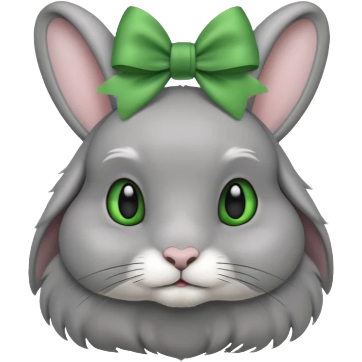 grey rabbit with green bow emoji