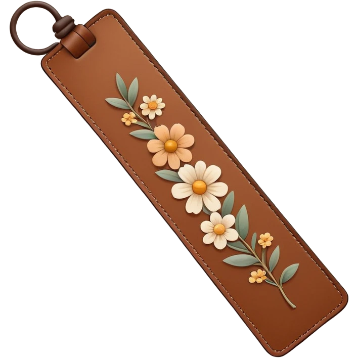 "A cute ‘Bookmark This!’ text with a minimalist leather bookmark and small floral details, warm neutral palette, hand-drawn sticker style emoji