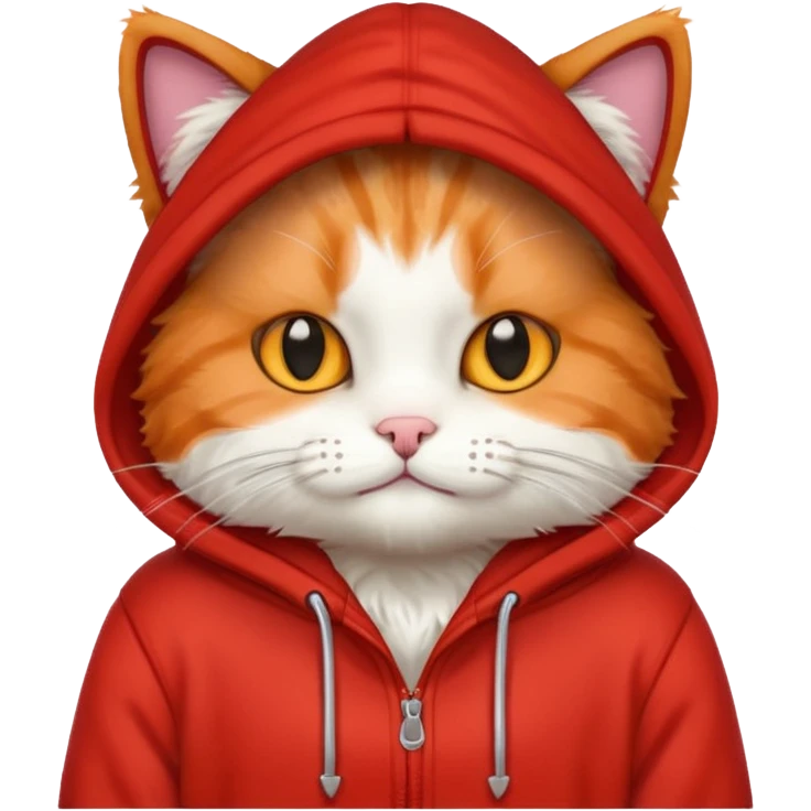 cat wearning red hoodie emoji