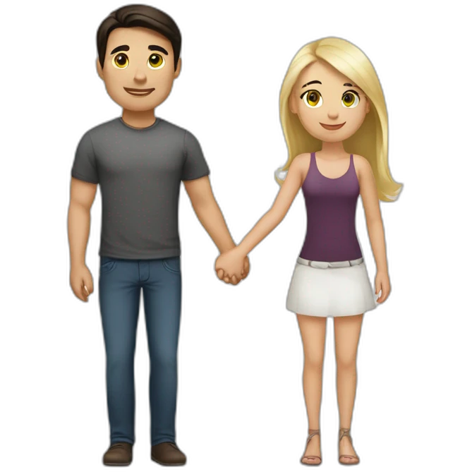 pretty blonde woman holding hands with handsome dark-haired man emoji