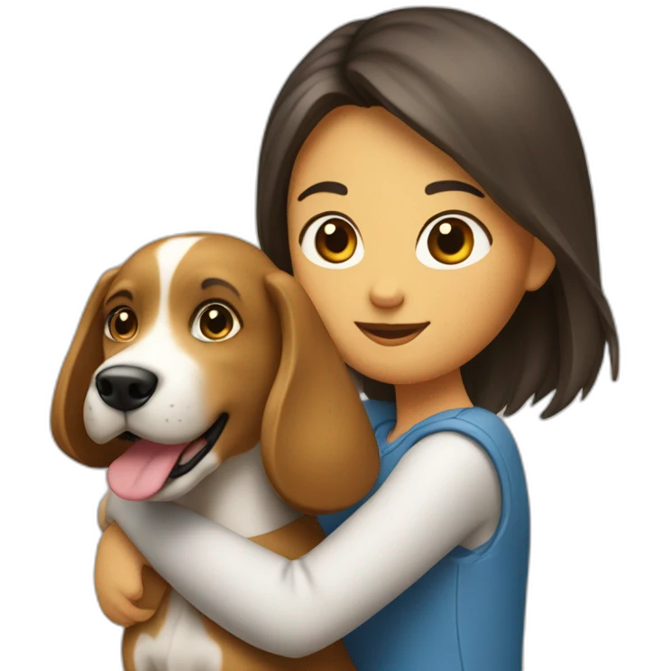 fille sur le dos d’un chien emoji