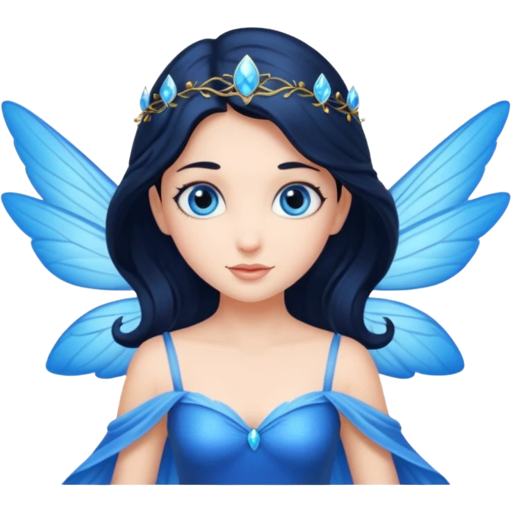 Flying blue fairy with dark hair and blue eyes emoji