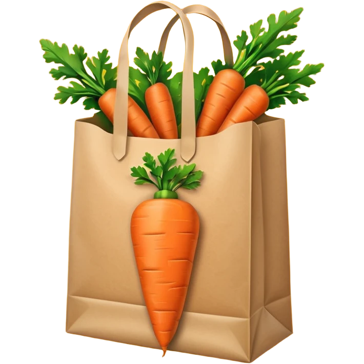 paper shopping bag with carrot. Transparent background emoji