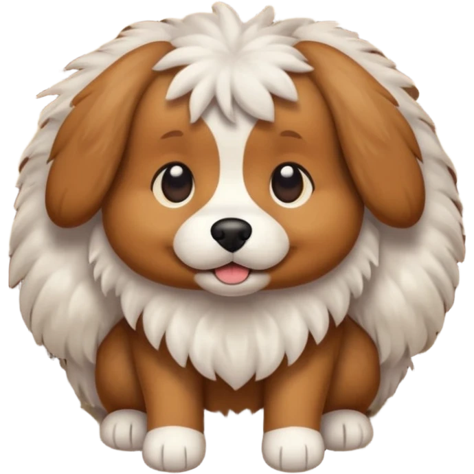 Make a cute brown tuged dog i a carpet emoji