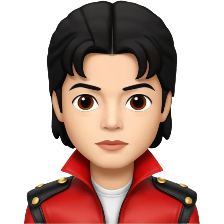 Michael Jackson light skin, black hair, brown eyes, red and black outfit emoji