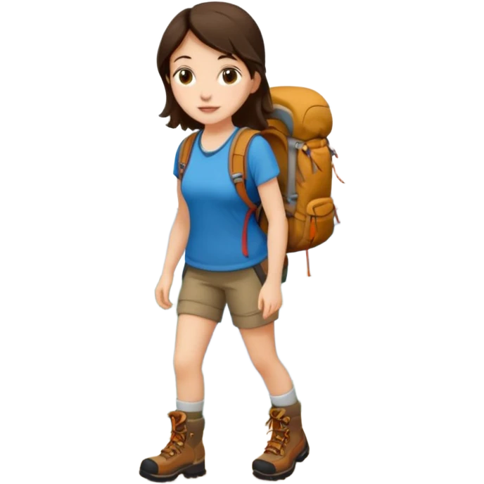 Brunette girl hiking emoji