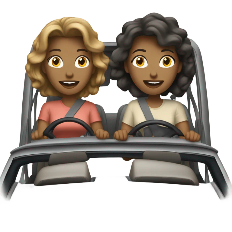 2 white womem driving long distance  emoji