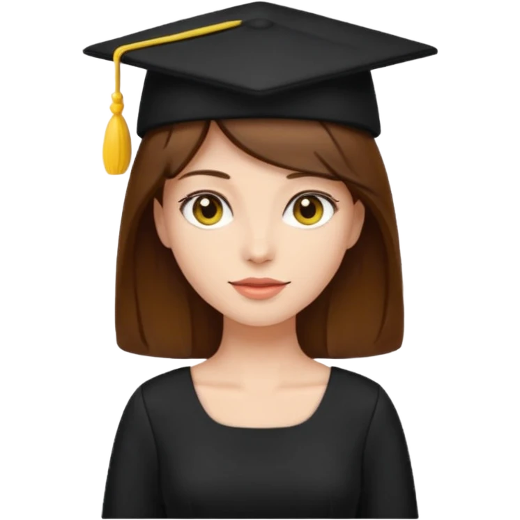 brown hair black dress yellow hat emoji