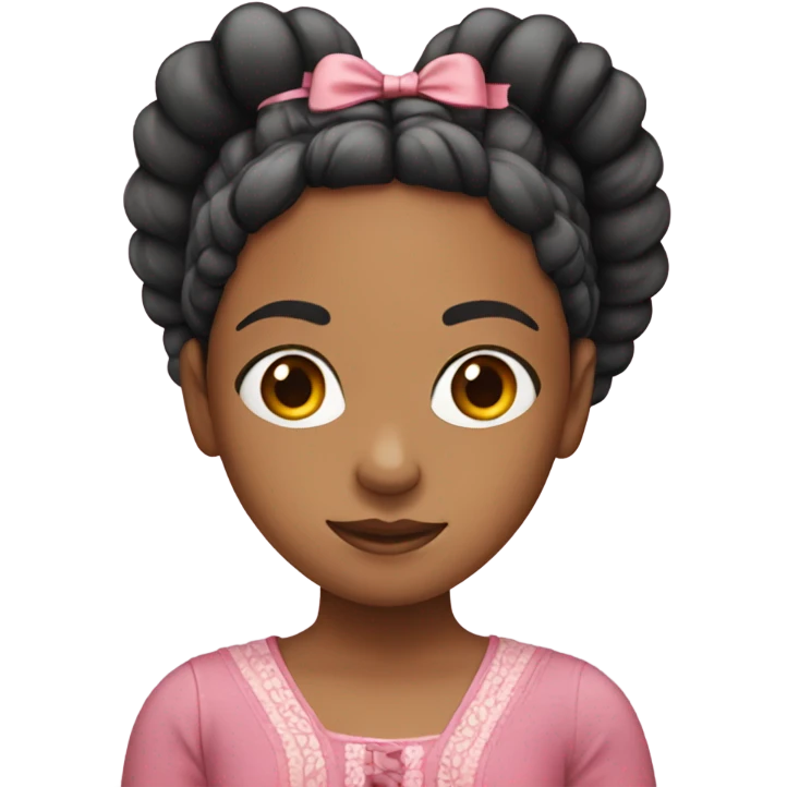 Girl with bohemian braids with a pink top and a bow emoji