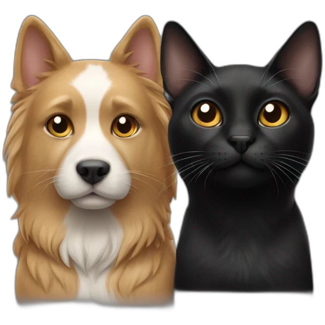 Cat black and dog withe emoji