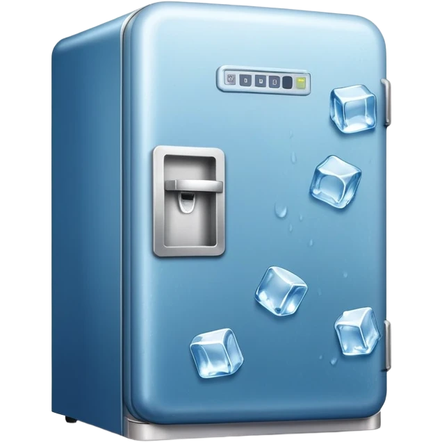 old blue refrigerator with ice in it emoji