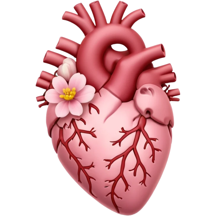 light pink anatomical heart with flower emoji