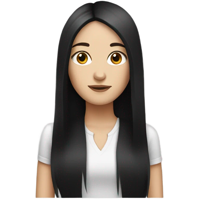 White girl with black straight hair  emoji