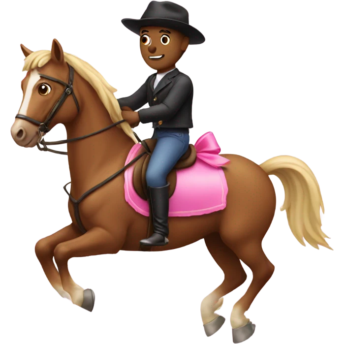 Men riding a horse with a pink bow  emoji
