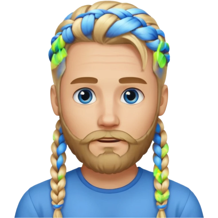 sakalı ve örgülü saçı olan sarışın adam emoji