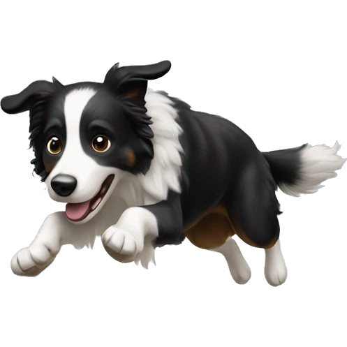 Anvil with border collie jumping over emoji