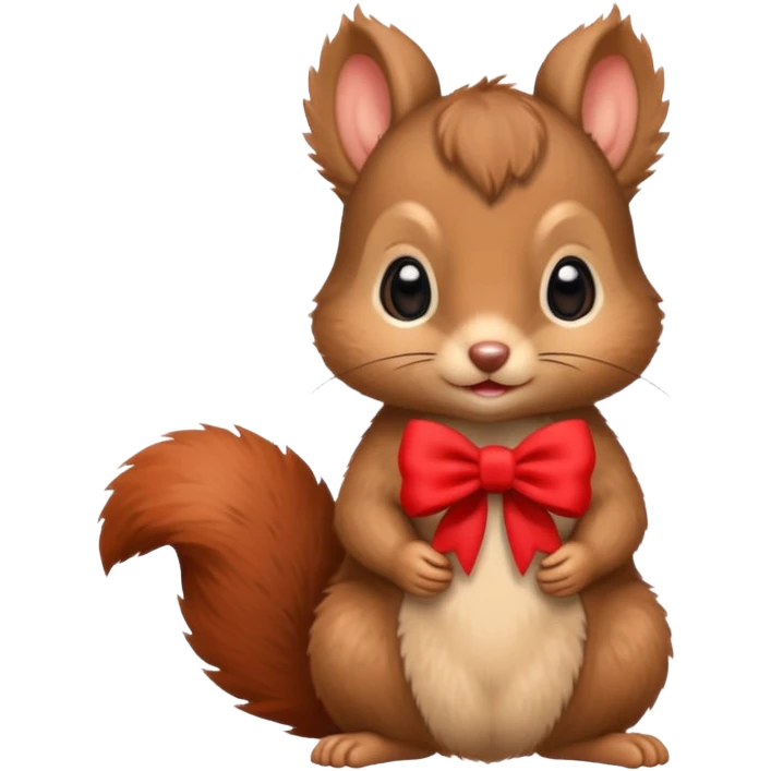 baby squirrel with a tiny red bow emoji