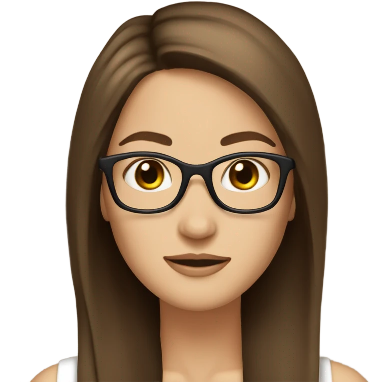 brown hair brown eyes long straight brown hair glasses white skin woman glases emoji