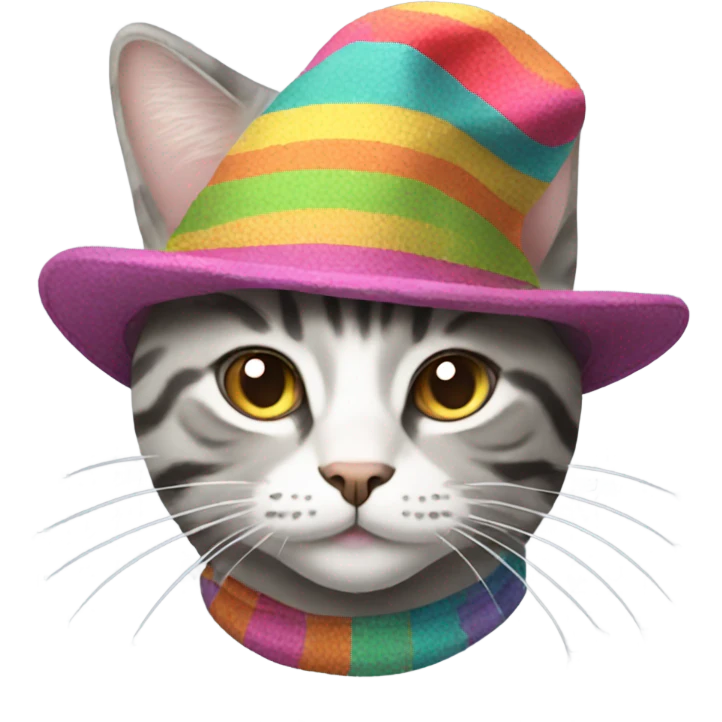 Grey tabby with hat emoji