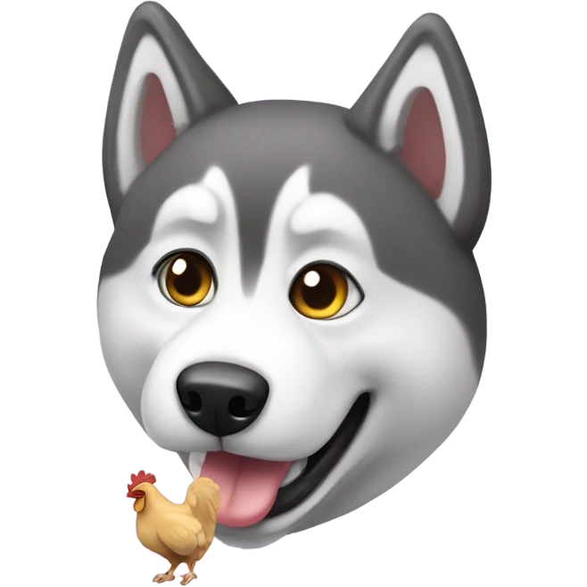 husky dog with chicken toy  emoji