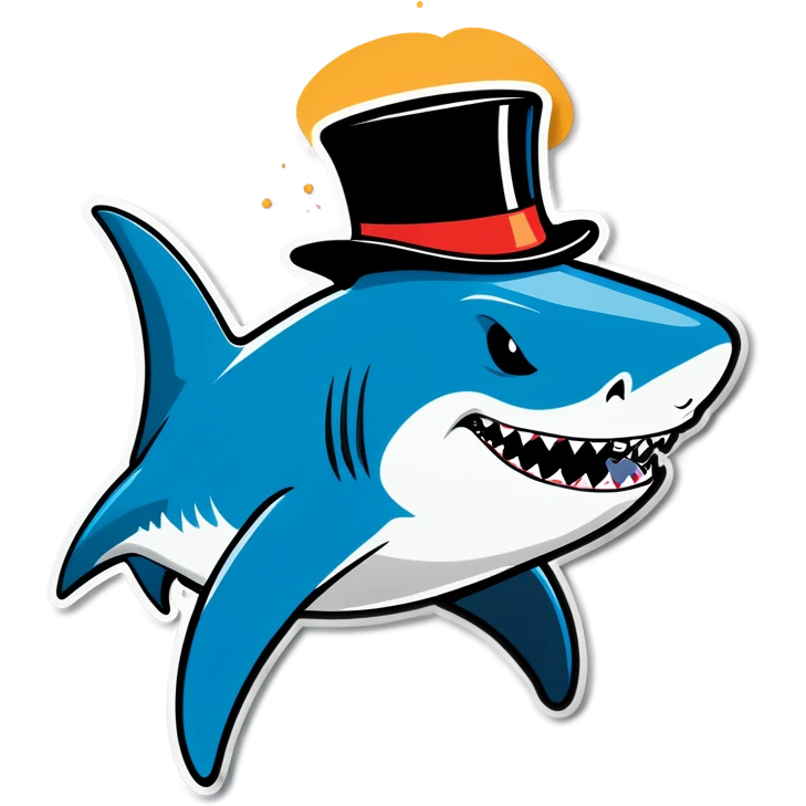 Shark with a top hat emoji
