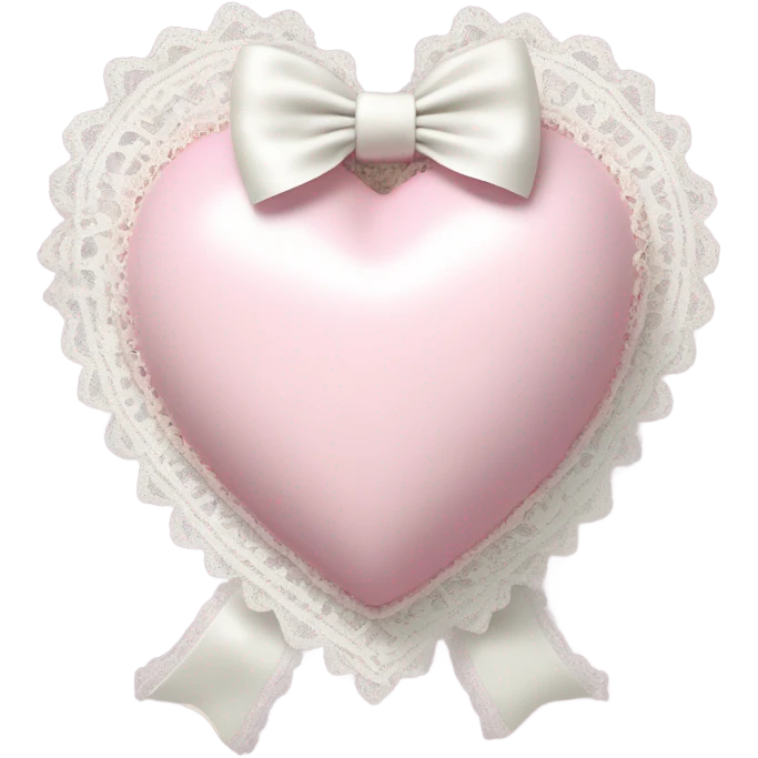 rococo Pastel pink heart with white bow with lace and frills  emoji