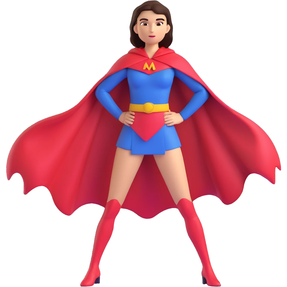 super mom, heroic pose, cape, confident, vibrant colors emoji
