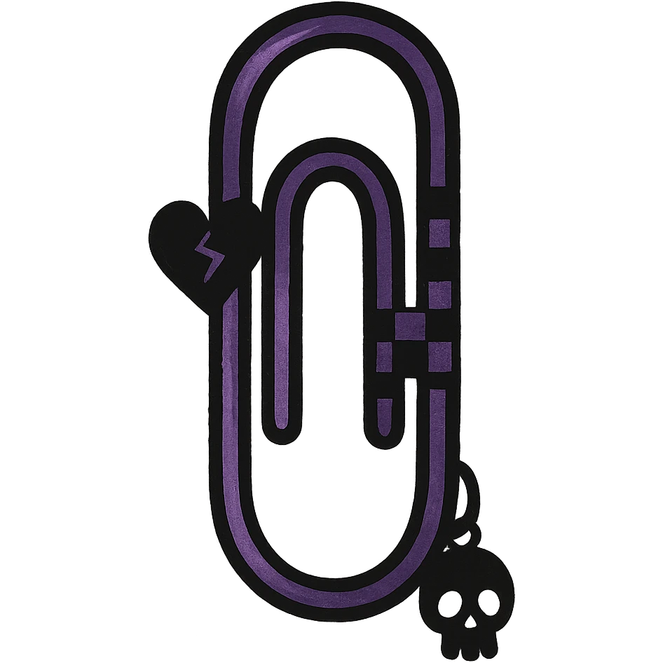 emo style black and purple paperclip emoji