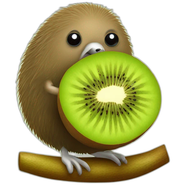kiwi fruit sitting on a kiwi bird emoji