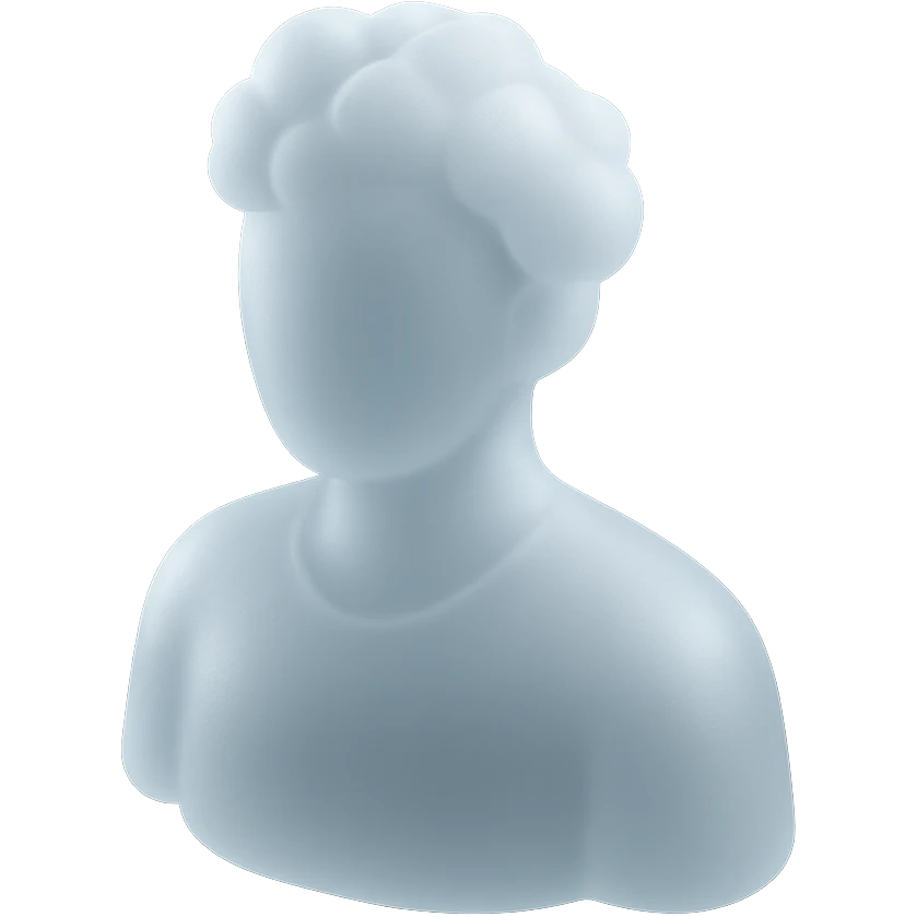 shoulder up, person made of white fluffy clouds, front view, matte glass style emoji
