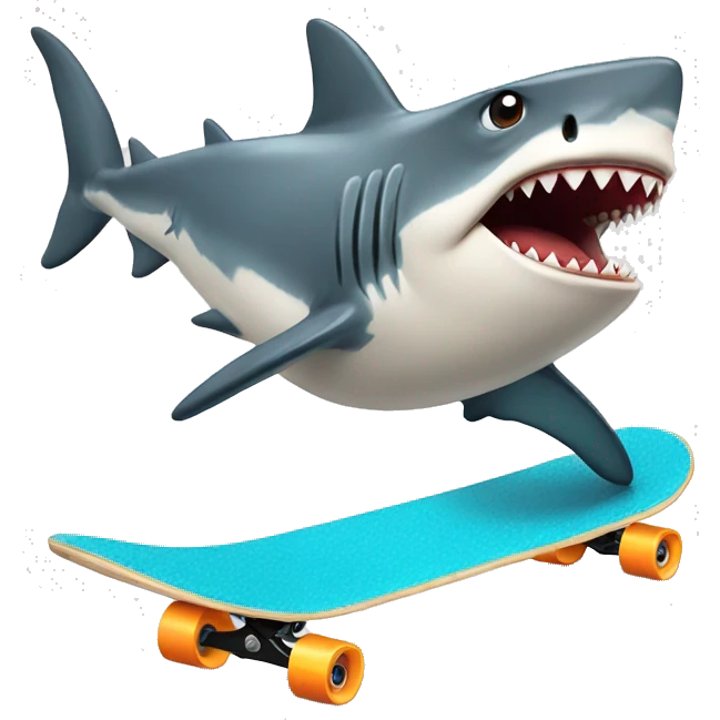 Shark riding a skateboard emoji