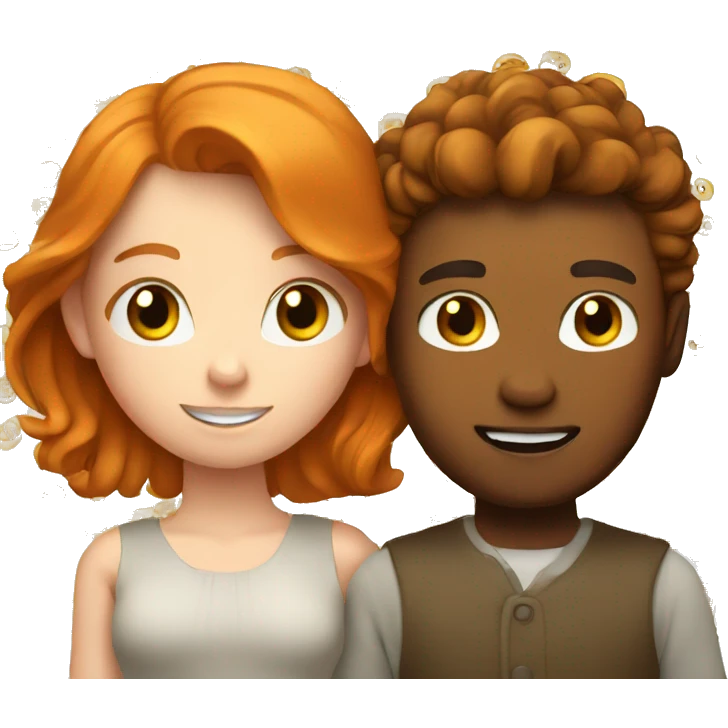 Ginger boy and brown haired girl in love emoji
