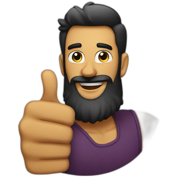 black beard happy Face thumbs up pose emoji
