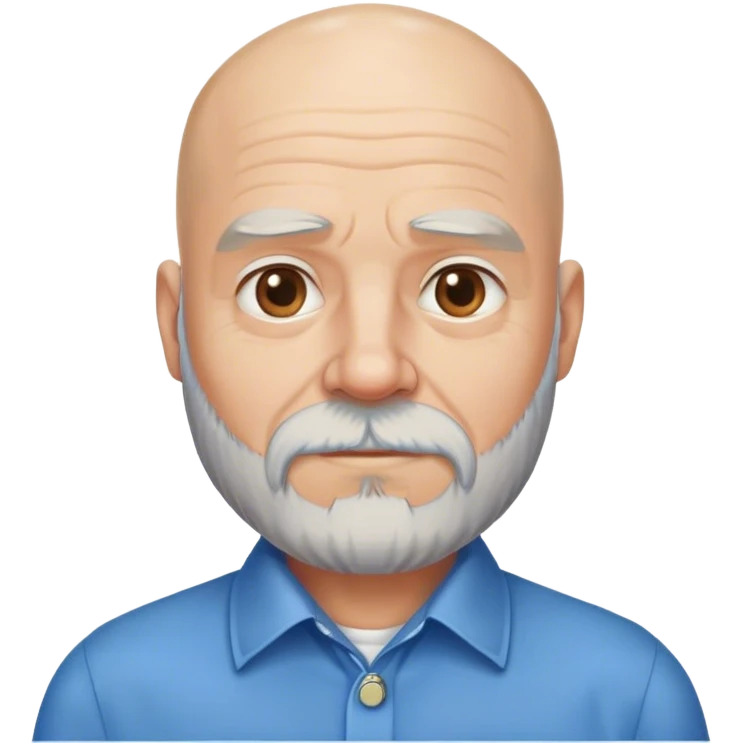 bald older man with beard and blue collar shirt  emoji