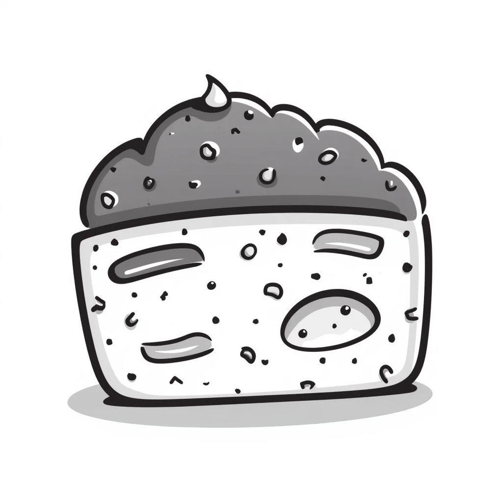 a piece of brunsviger, traditional Danish cake from Funen, with brown sugar topping, hand drawn doodle style emoji