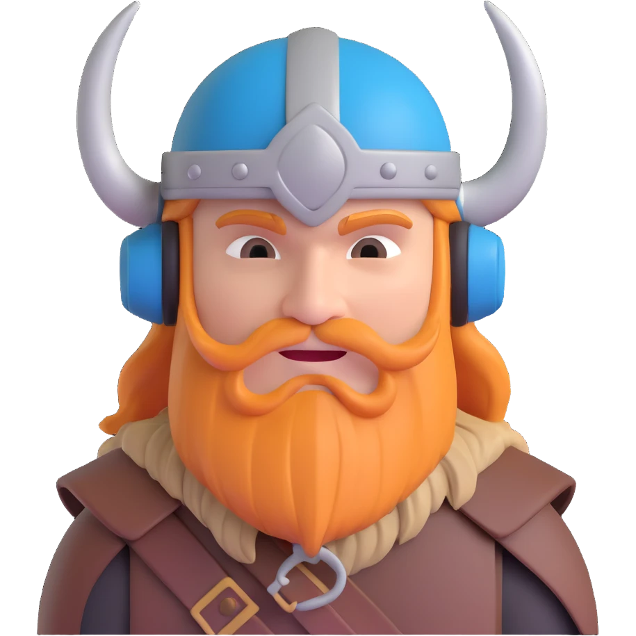 viking gamer, viking helmet, headset, playful look emoji