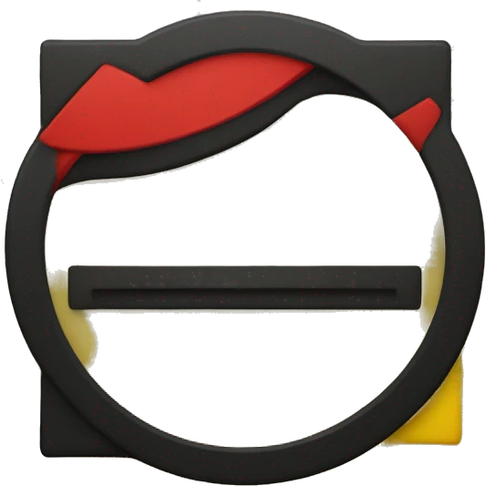 a black and red rectangle with a medium-sized yellow circle in the middle emoji
