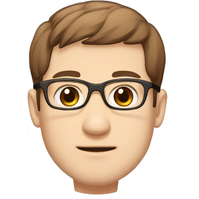 masterpiece, anime style, chibi, illustrated logo, medium short shot, emote for twitch of a 32 year old man, oval face, brown hair, glasses, brown eyes, white skin, white shirt, short hair
 emoji
