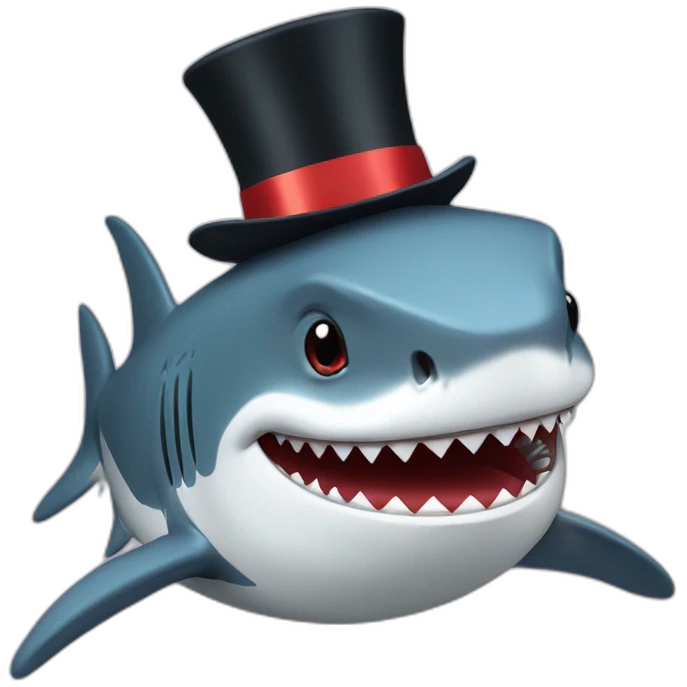 Shark with a top hat emoji